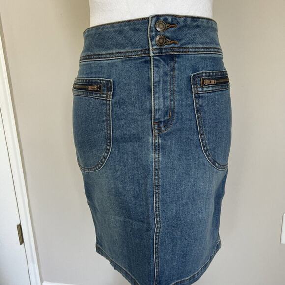 Prana Denim Skirt Mini Pencil Fitted Pockets Casual Everyday - Picture 2 of 8
